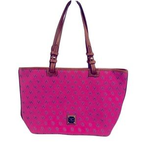 Dooney & Bourke Fuchsia Tote with Brown Straps